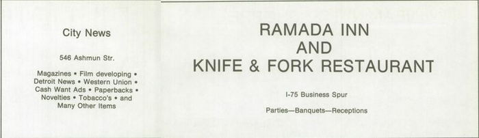 Knife & Fork Restaurant - 1977 Yearbook Ad For Sault Ste Marie